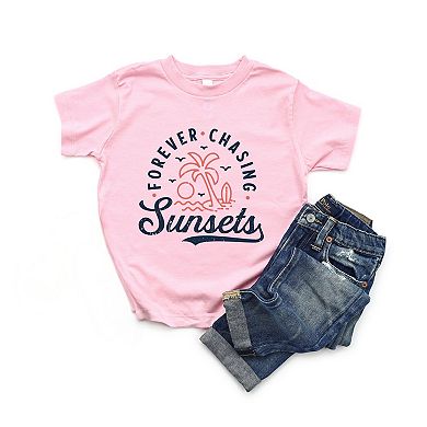 Forever Chasing Sunsets Palm Tree - Toddler Short Sleeve Graphic T-Shirt