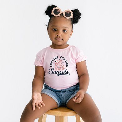 Forever Chasing Sunsets Palm Tree - Toddler Short Sleeve Graphic T-Shirt
