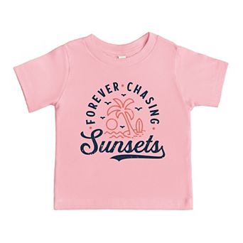 Forever Chasing Sunsets Palm Tree - Toddler Short Sleeve Graphic T-Shirt