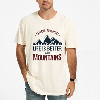 Life Is Better In The Mountains Colorful - Men's Garment Dyed Graphic T-Shirt