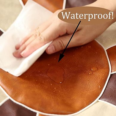 Faux Leather Pouf Ottoman Cover Footrest Storage Round Moroccan Style