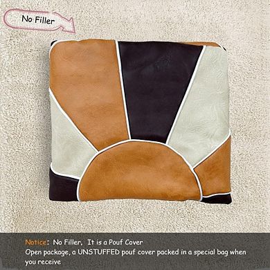 Faux Leather Pouf Ottoman Cover Footrest Storage Round Moroccan Style