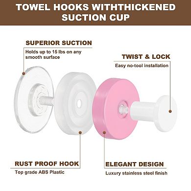 2Pcs Stainless Steel Suction Cup Hook for Shower