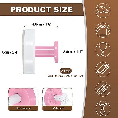 2Pcs Stainless Steel Suction Cup Hook for Shower