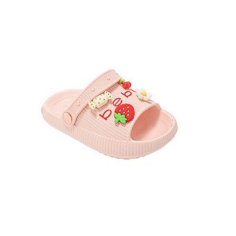 bebe Toddler Girls EVA Slide Sandals with Fruit Charms Slip On Shoes