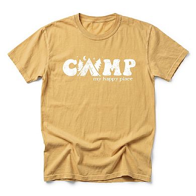 Camp My Happy Place - Men's Garment Dyed Graphic T-Shirt