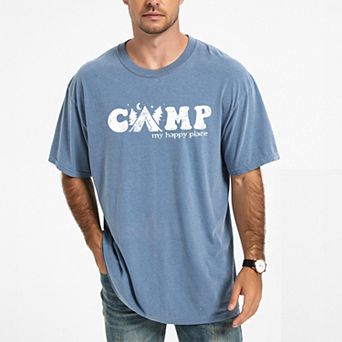 Camp My Happy Place - Men's Garment Dyed Graphic T-Shirt