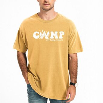 Camp My Happy Place - Men's Garment Dyed Graphic T-Shirt