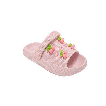 bebe Toddler Girls Eva Slide Sandals with Charm Detail Slip On Shoes