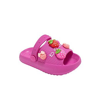bebe Toddler Girls Eva Slide Sandals with Charm Detail Slip On Shoes