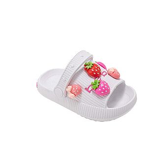 bebe Toddler Girls Eva Slide Sandals with Charm Detail Slip On Shoes