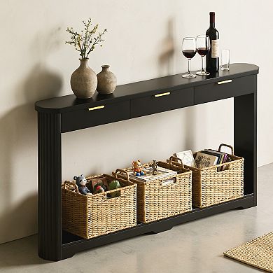 Lufeiya 70" Console Table with Drawers, Slim Sofa Table for Entryway