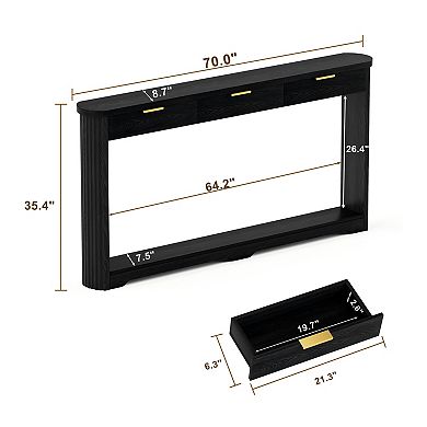 Lufeiya 70" Console Table with Drawers, Slim Sofa Table for Entryway