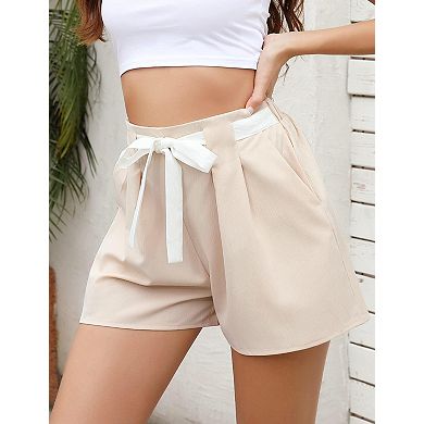 Women's High Waist Shorts with Pockets Adjustable Drawstring Tie