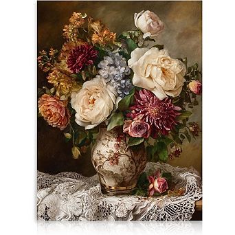 Classic Floral Wall Art Vintage Maximalist Flower Vase Print Decor