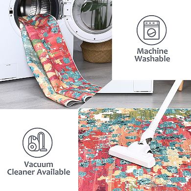 Non Slip Accent Boho Chic Abstract Watercolor Design Ultra-Thin Carpet