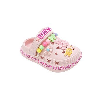 bebe Toddler Girls Clog Sandals with Bead and Charm Details Slip On Shoes