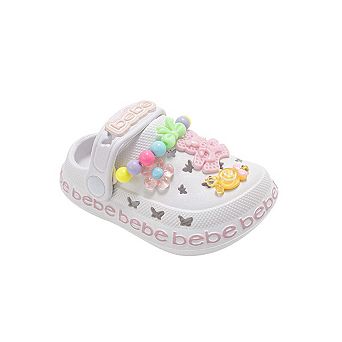 bebe Toddler Girls Clog Sandals with Bead and Charm Details Slip On Shoes