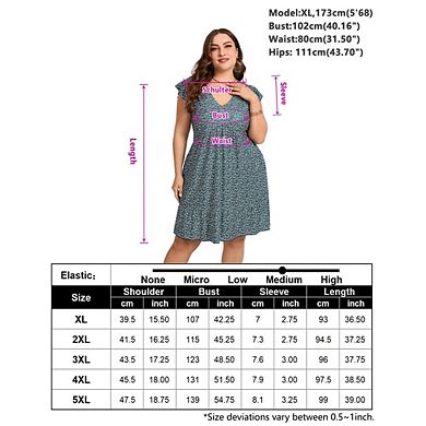 Womens Plus Size Casual V Neck Loose Swing Ruffle Boho Midi Dress