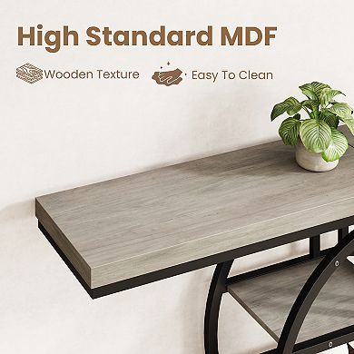Industrial Console Table 55" 5-Tier Narrow Sofa Entryway Table O-Shaped Metal Frame