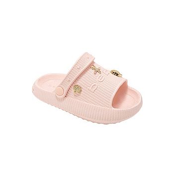 bebe Toddler Girls EVA Slide Sandals with Charm Details Slip On Shoes