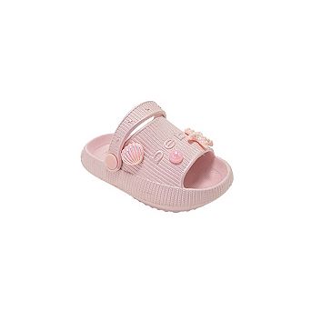 bebe Toddler Girls EVA Slide Sandals with Charm Details Slip On Shoes