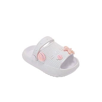 bebe Toddler Girls EVA Slide Sandals with Charm Details Slip On Shoes