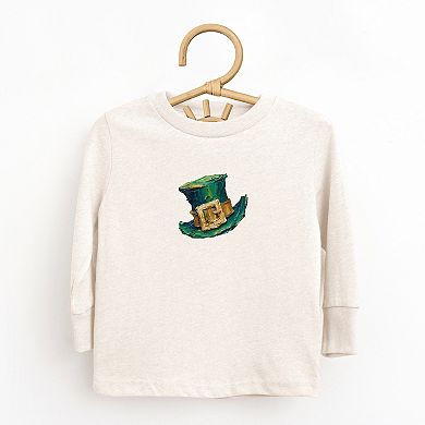 Leprechaun Hat Paint Print - Toddler Long Sleeve Graphic Tee