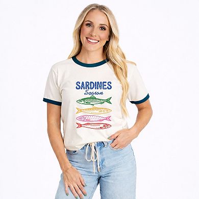 Sardines Season Colorful - Women's Ringer Graphic T-Shirt
