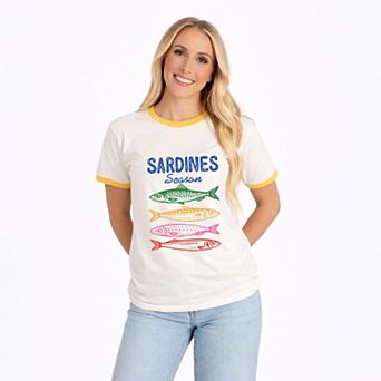 Sardines Season Colorful - Women's Ringer Graphic T-Shirt