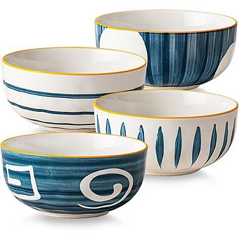 Cereal & Soup Bowls Set of 4 Ceramic, Microwave & Dishwasher Safe