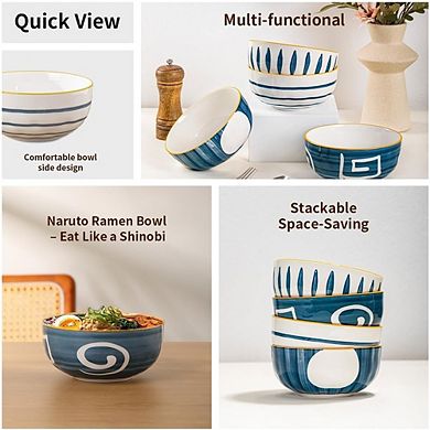 Cereal & Soup Bowls Set of 4 Ceramic, Microwave & Dishwasher Safe
