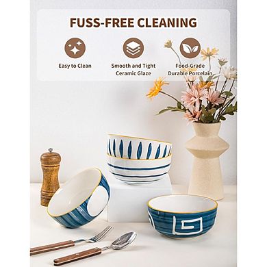 Cereal & Soup Bowls Set of 4 Ceramic, Microwave & Dishwasher Safe