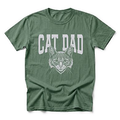 Cat Dad Sketch - Men's Garment Dyed Graphic T-Shirt