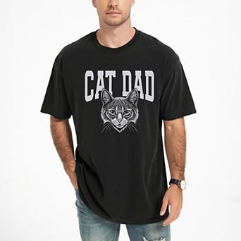 Cat Dad Sketch - Men's Garment Dyed Graphic T-Shirt