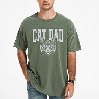 Cat Dad Sketch - Men's Garment Dyed Graphic T-Shirt