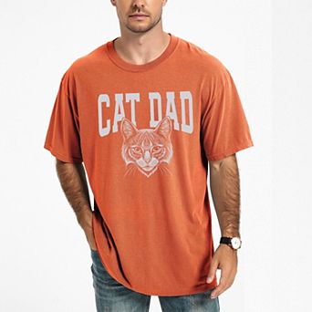 Cat Dad Sketch - Men's Garment Dyed Graphic T-Shirt