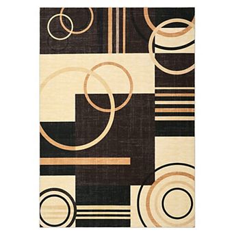 Geometric Circles Stripes Carpet Low Pile Non-Slip Non-Shedding Rug Machine Washable Area Carpet
