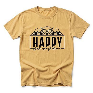 Happy Camper Mountains and Smores - Men's Garment Dyed Graphic T-Shirt