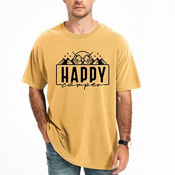 Happy Camper Mountains and Smores - Men's Garment Dyed Graphic T-Shirt