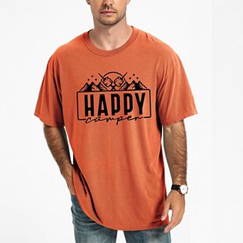 Happy Camper Mountains and Smores - Men's Garment Dyed Graphic T-Shirt