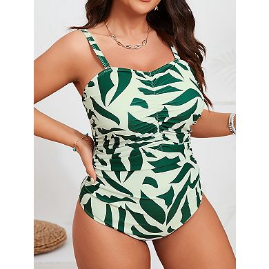 Women's Plus Size One Piece Swimsuit V-Neck Ruched Bathing Suit