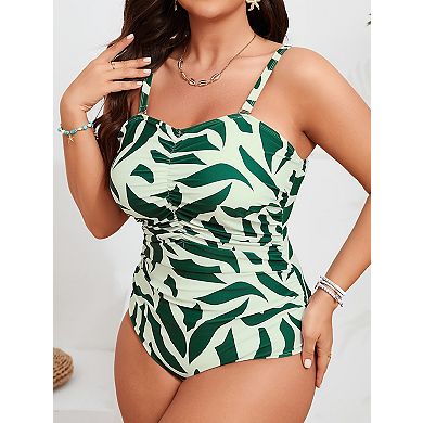 Women's Plus Size One Piece Swimsuit V-Neck Ruched Bathing Suit