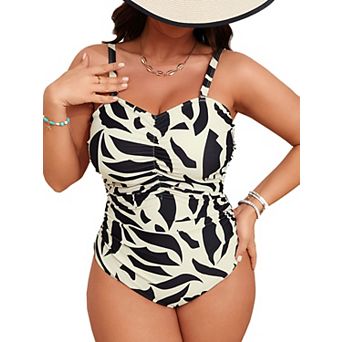 Women's Plus Size One Piece Swimsuit V-Neck Ruched Bathing Suit
