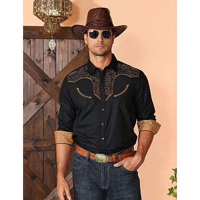Men's Western Cowboy Style Long Sleeve Button-Down Shirts