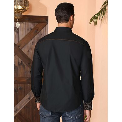 Men's Western Cowboy Style Long Sleeve Button-Down Shirts