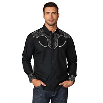 Men's Western Cowboy Style Long Sleeve Button-Down Shirts
