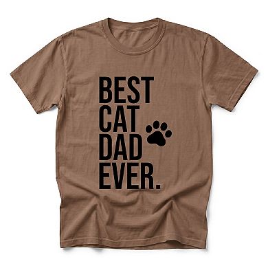 Best Cat Dad Ever Paw - Men's Garment Dyed Graphic T-Shirt