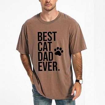 Best Cat Dad Ever Paw - Men's Garment Dyed Graphic T-Shirt