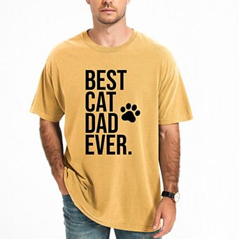 Best Cat Dad Ever Paw - Men's Garment Dyed Graphic T-Shirt